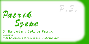 patrik szepe business card